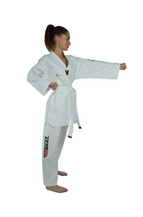 Taekwondo Beyaz Yaka Fitilli Acemi Elbise
