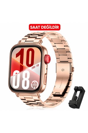 Huawei Watch Fit 3 / Fit 4 / Fit 4 Pro / Fit 5 / Fit 5 Pro Uyumlu Paslanmaz Metal Bakla Tasarımlı Çelik Kordon