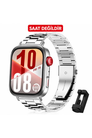 Huawei Watch Fit 3 / Fit 4 / Fit 4 Pro / Fit 5 / Fit 5 Pro Uyumlu Paslanmaz Metal Bakla Tasarımlı Çelik Kordon