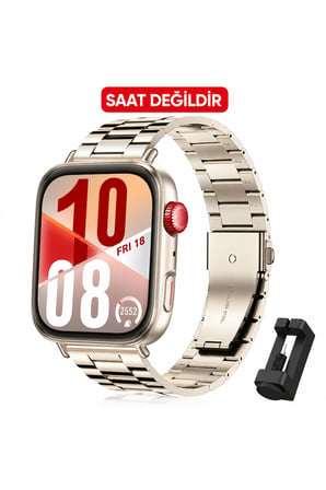 Huawei Watch Fit 3 / Fit 4 / Fit 4 Pro / Fit 5 / Fit 5 Pro Uyumlu Paslanmaz Metal Bakla Tasarımlı Çelik Kordon