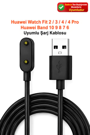 Huawei Watch Fit 2/3/4/5 - Huawei Band 10/9/8/7/6 Uyumlu Akıllı Saat Usb Şarj Aleti Kablosu