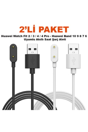 Huawei Watch Fit 2/3/4/5 - Huawei Band 10/9/8/7/6 Uyumlu Akıllı Saat Usb Şarj Aleti Kablosu