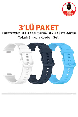 Huawei Watch Fit 3 / Fit 4 / Fit 4 Pro / Fit 5 / Fit 5 Pro Uyumlu Tokalı Silikon Kordon Seti