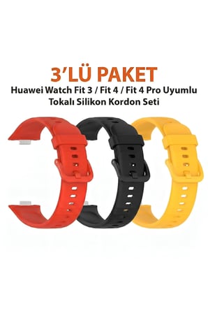 Huawei Watch Fit 3 / Fit 4 / Fit 4 Pro / Fit 5 / Fit 5 Pro Uyumlu Tokalı Silikon Kordon Seti
