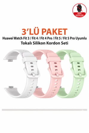 Huawei Watch Fit 3 / Fit 4 / Fit 4 Pro / Fit 5 / Fit 5 Pro Uyumlu Tokalı Silikon Kordon Seti