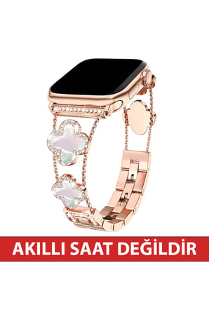 Huawei Watch Fit 3 / Fit 4 / Fit 4 Pro / Fit 5 / Fit 5 Pro Uyumlu Lüks Taşlı Çiçekli Metal Kordon Şık Kadın Saat Kayışı