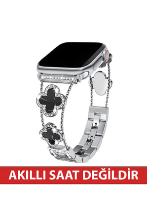 Huawei Watch Fit 3 / Fit 4 / Fit 4 Pro / Fit 5 / Fit 5 Pro Uyumlu Lüks Taşlı Çiçekli Metal Kordon Şık Kadın Saat Kayışı
