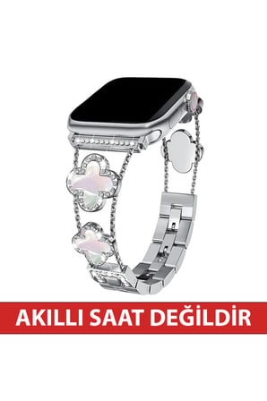 Huawei Watch Fit 3 / Fit 4 / Fit 4 Pro / Fit 5 / Fit 5 Pro Uyumlu Lüks Taşlı Çiçekli Metal Kordon Şık Kadın Saat Kayışı