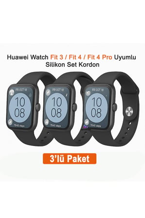 Huawei Watch Fit 3 / Fit 4 / Fit 4 Pro / Fit 5 / Fit 5 Pro Uyumlu 3 Lü Silikon Kordon Seti