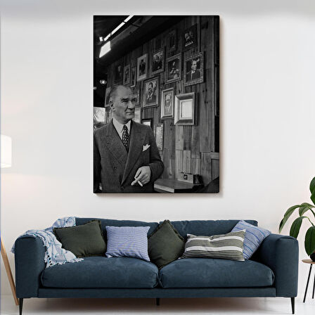 Atatürk Portre Tablosu Mustafa Kemal Atatürk Dikdörtgen Dekoratif Kanvas Tablo-FK-135