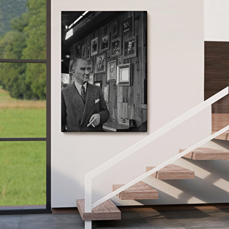 Atatürk Portre Tablosu Mustafa Kemal Atatürk Dikdörtgen Dekoratif Kanvas Tablo-FK-135
