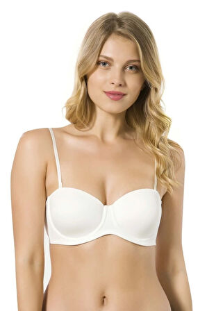 7035 Micro Kaplı Kulaksız Push Up Balenli Silikonlu Sütyen