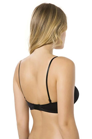 7035 Micro Kaplı Kulaksız Push Up Balenli Silikonlu Sütyen