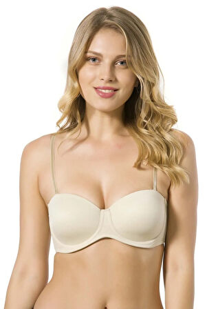 7035 Micro Kaplı Kulaksız Push Up Balenli Silikonlu Sütyen