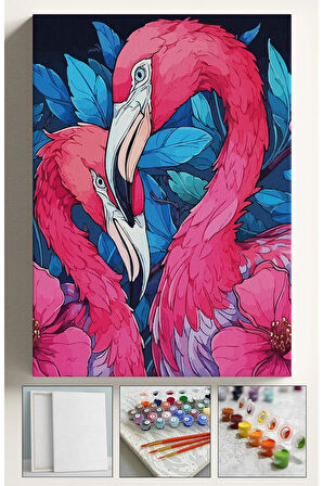 Sayılarla Boyama Seti Numaralı Tuval Fırça Boya Dahil Kasnaklı Set 40x50 Cm - FLAMİNGO