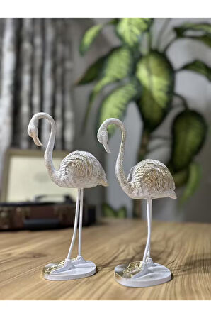 2'li Şık Dekoratif Flamingo Beyaz Renk Dekor Obje Dekorasyon
