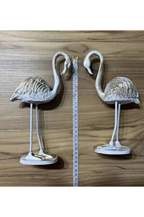 2'li Şık Dekoratif Flamingo Beyaz Renk Dekor Obje Dekorasyon