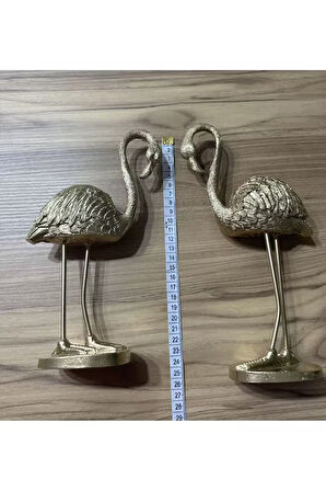 2'li Şık Dekoratif Flamingo Gold Renk Dekor Obje Dekorasyon