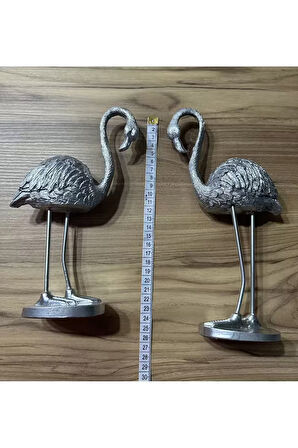 2'li Şık Dekoratif Flamingo Gümüş Renk Dekor Obje Dekorasyon