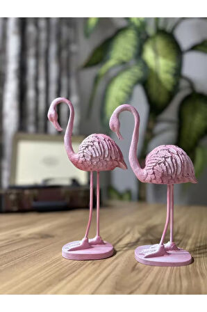 2'li Şık Dekoratif Flamingo Pembe Renk Dekor Obje Dekorasyon