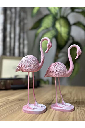 2'li Şık Dekoratif Flamingo Pembe Renk Dekor Obje Dekorasyon
