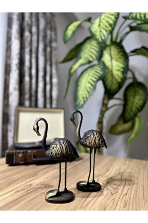 2'li Şık Dekoratif Flamingo Siyah Renk Dekor Obje Dekorasyon