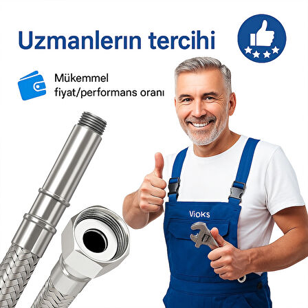 50 cm Paslanmaz Çelik Batarya Flexi Hortum | Koku Yapmaz, Sızdırmaz, Dayanıklı