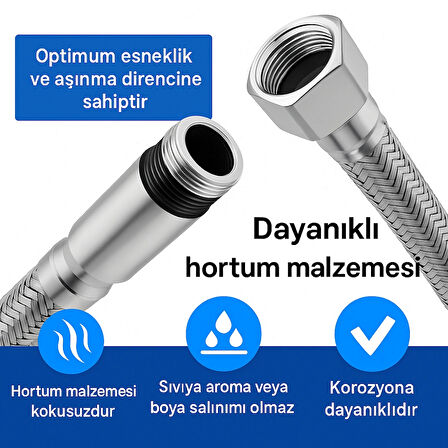 50 cm Paslanmaz Çelik Batarya Flexi Hortum | Koku Yapmaz, Sızdırmaz, Dayanıklı