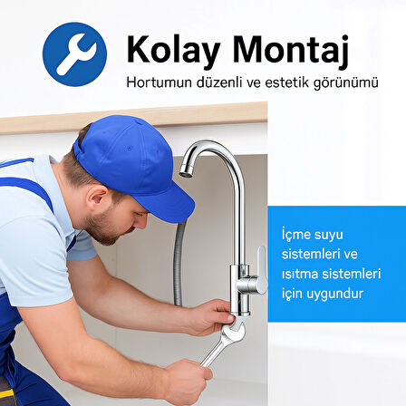 50 cm Paslanmaz Çelik Batarya Flexi Hortum | Koku Yapmaz, Sızdırmaz, Dayanıklı