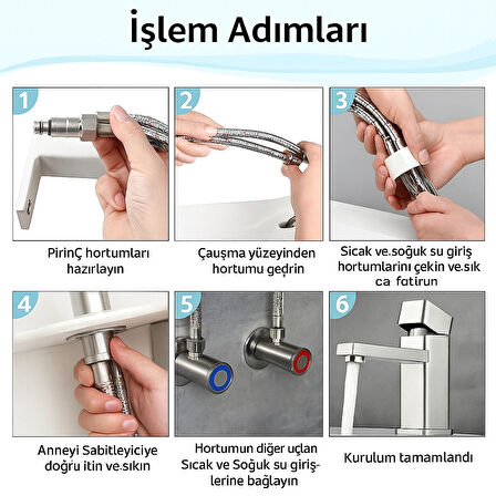 2'li Set – 50 cm Paslanmaz Çelik Batarya Flexi Hortumu | Sızdırmaz, Koku Yapmaz, Dayanıklı
