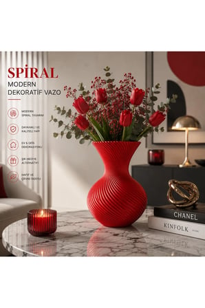 Spiral Modern Dekoratif Vazo - 3D Baskı Ev Ofis Dekoru