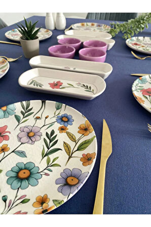 Flora model 6 kişilik 14 parça kahvaltı takımı (mor)