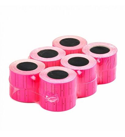 Motex Fiyat Etiketleme Makinası Pembe Floresan Renk Etiketi Metosu ( 24 Rulo ) (21mmx12mm)