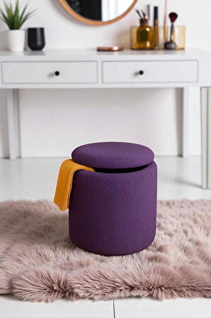 FLORIA Teddy Kumaş Sandıklı Silindir Puf Bench – Dekoratif ve Fonksiyonel Tasarım