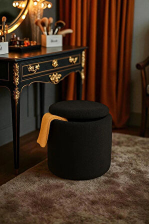 FLORIA Teddy Kumaş Sandıklı Silindir Puf Bench – Dekoratif ve Fonksiyonel Tasarım