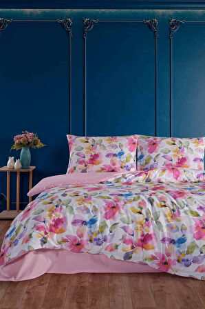 Flowers %100 Pamuk Çift Kişilik Nevresim Takımı
