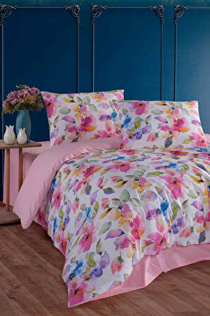 Flowers %100 Pamuk Çift Kişilik Nevresim Takımı