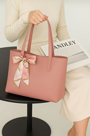 Elegan Deri Omuz Çantası Şık Fular Detaylı