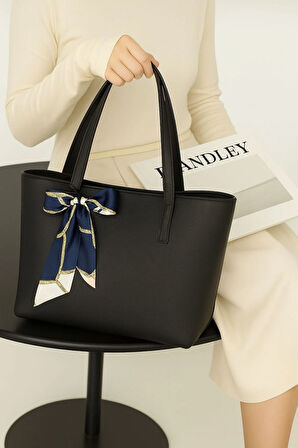 Elegan Deri Omuz Çantası Şık Fular Detaylı