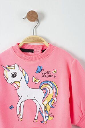 Unicorn Sweet Dreams Baskılı Bebek Takım - Pembe