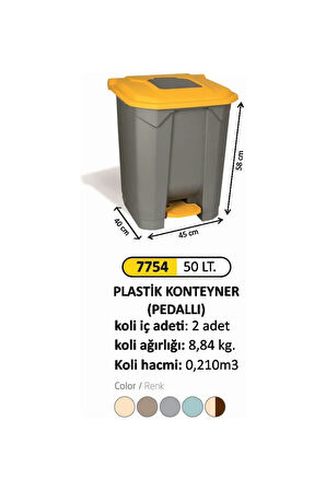 50 Litre Pedallı Plastik Konteyner