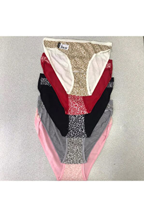 12'li Paket Bayan Kadın Desenli Bikini Külot Asorti Kilot