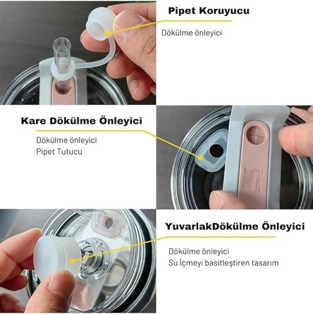 Stanley Quencher 1,18 Pipetli Termos Uyumlu 1 Set 3 Parça Sızdırmaz Set Aksesuar