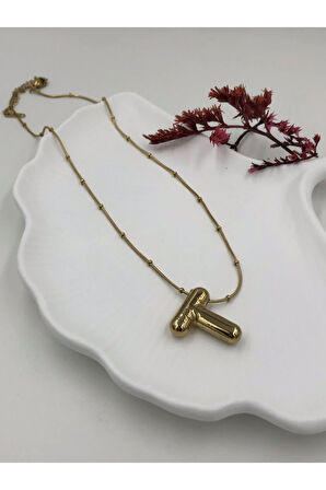 Çelik (T) Harfli Balon Kolye Antialerjik harf kolye T harfi balon bubble çelik 45 CM FMACCESORİES