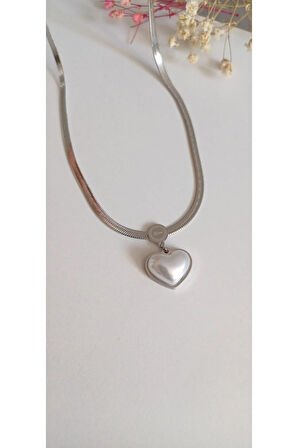 ÇELİK KOLYE KADIN KALPLİ  İTALYAN DETAYLI KOLYE 316L KARARMAZ RENK ATMAZ  45 CM ANTİ ALERJİK