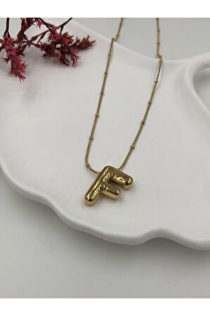 Çelik (F) Harfli Balon Kolye Antialerjik harf kolye F harfi balon bubble çelik 45 CM FMACCESORİES