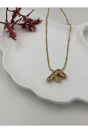 Çelik (F) Harfli Balon Kolye Antialerjik harf kolye F harfi balon bubble çelik 45 CM FMACCESORİES