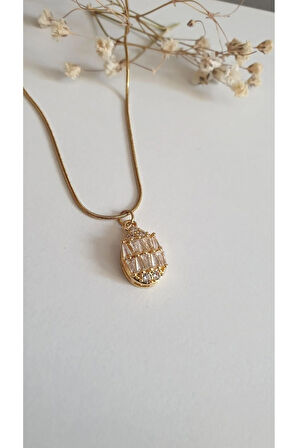 ÇELİK KOLYE KADIN KOLYE BAGET TAŞ PANDRA KOLYE 316L ÇELİK RENK ATMAZ GARANTİLİ ANTİALERJİK 45 CM