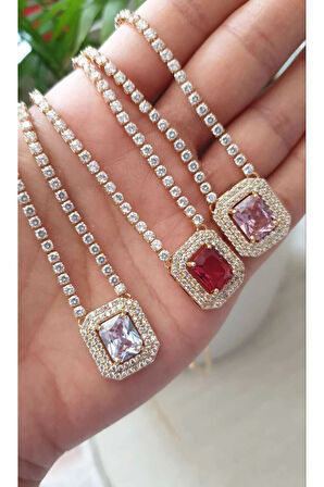 SU YOLU KOLYE BAGET TAŞLI 316L ÇELİK VİP PASLANMAZ ÇELİK ANTİ ALERJİK KARARMAZ SERİ FMACCESORİES