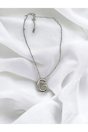 Silver Balon G Harf Kolye 316 L Çelik Paslanmaz